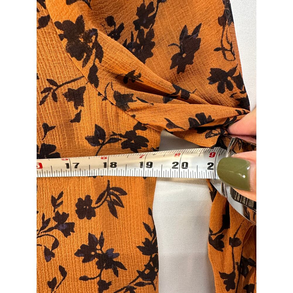 Kimchi Blue Orange Fall Floral Mini Dress L Tie Back Long Sleeve Fall Boho Style - Picture 5 of 11